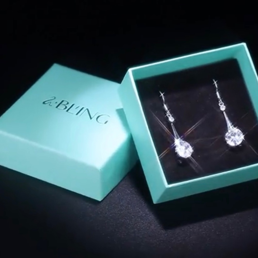 SBLING Platinum-Plated Cubic Zirconia Tear Drop Earrings - NEW